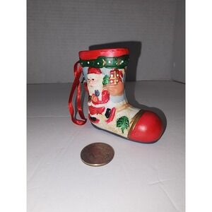 Vintage Ceramic Christmas Boot Tree Ornament‎ Santa